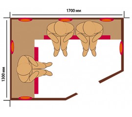 Инфракрасная сауна трех - местная угловая из кедра (фото)